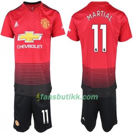 Fotballdrakt Manchester United Anthony Martial 11 Barn Hjemmetrøye 2018-2019 Kortermet